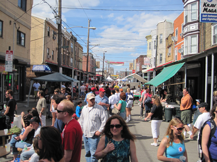 9th & Annin, 3pm. The crowd stretches for blocks up and down 9th Street.