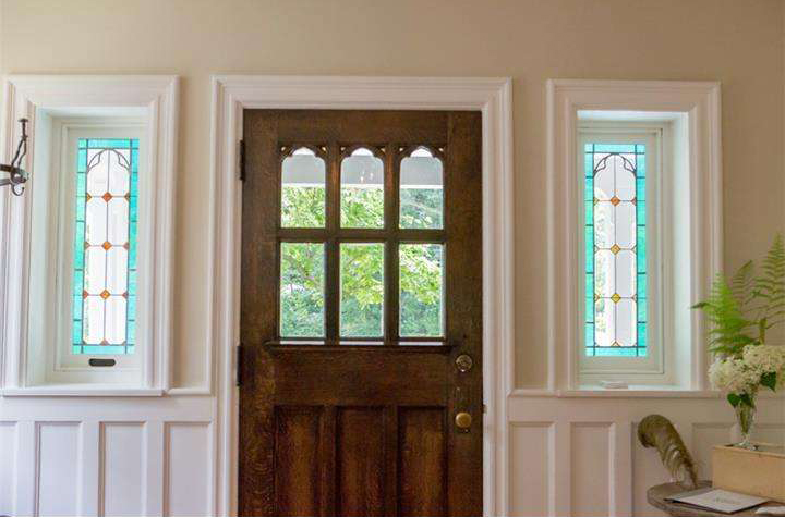 Lincoln Drive - original restored front door and stained glass