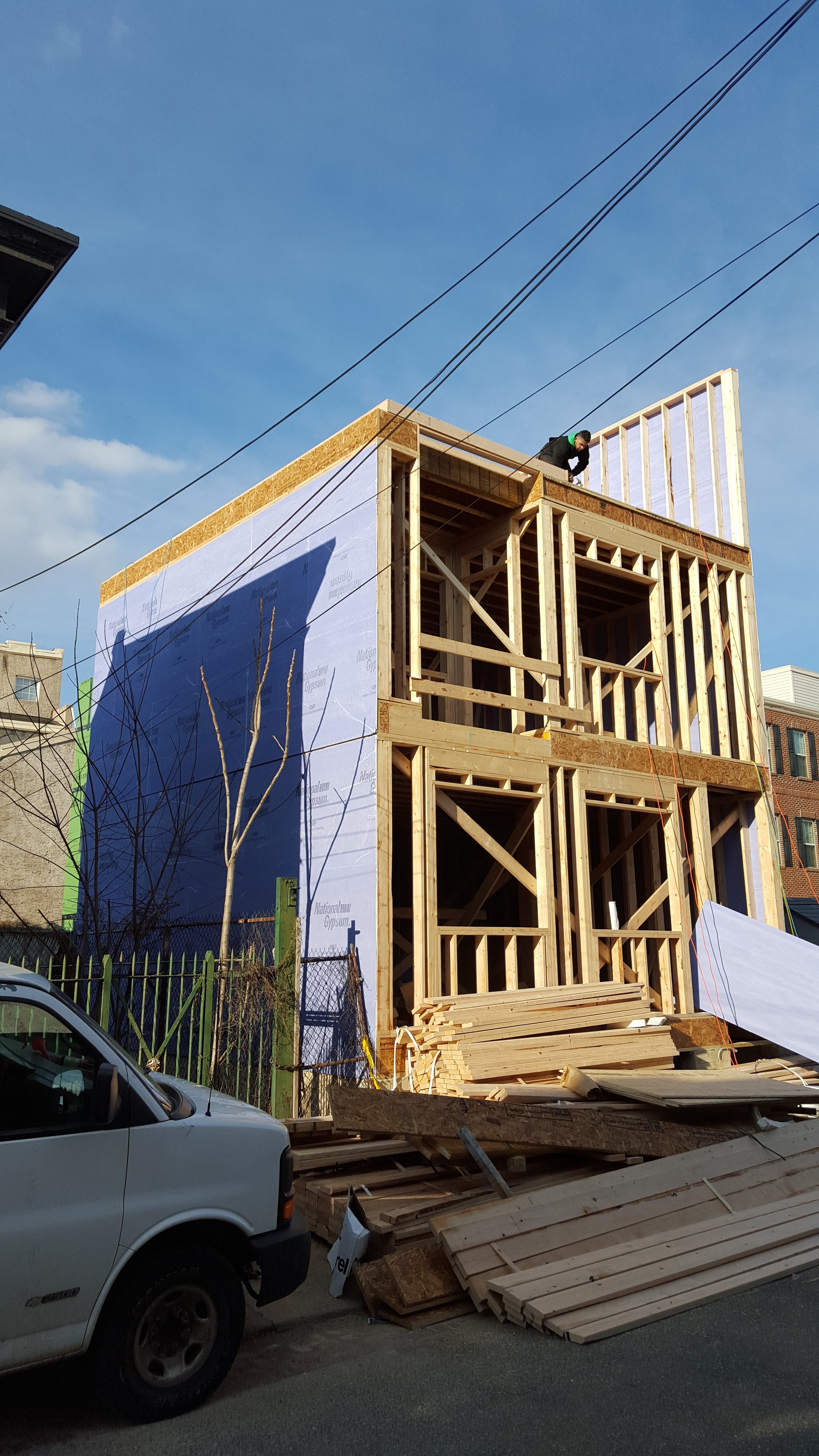 framing in progress--starting the third floor