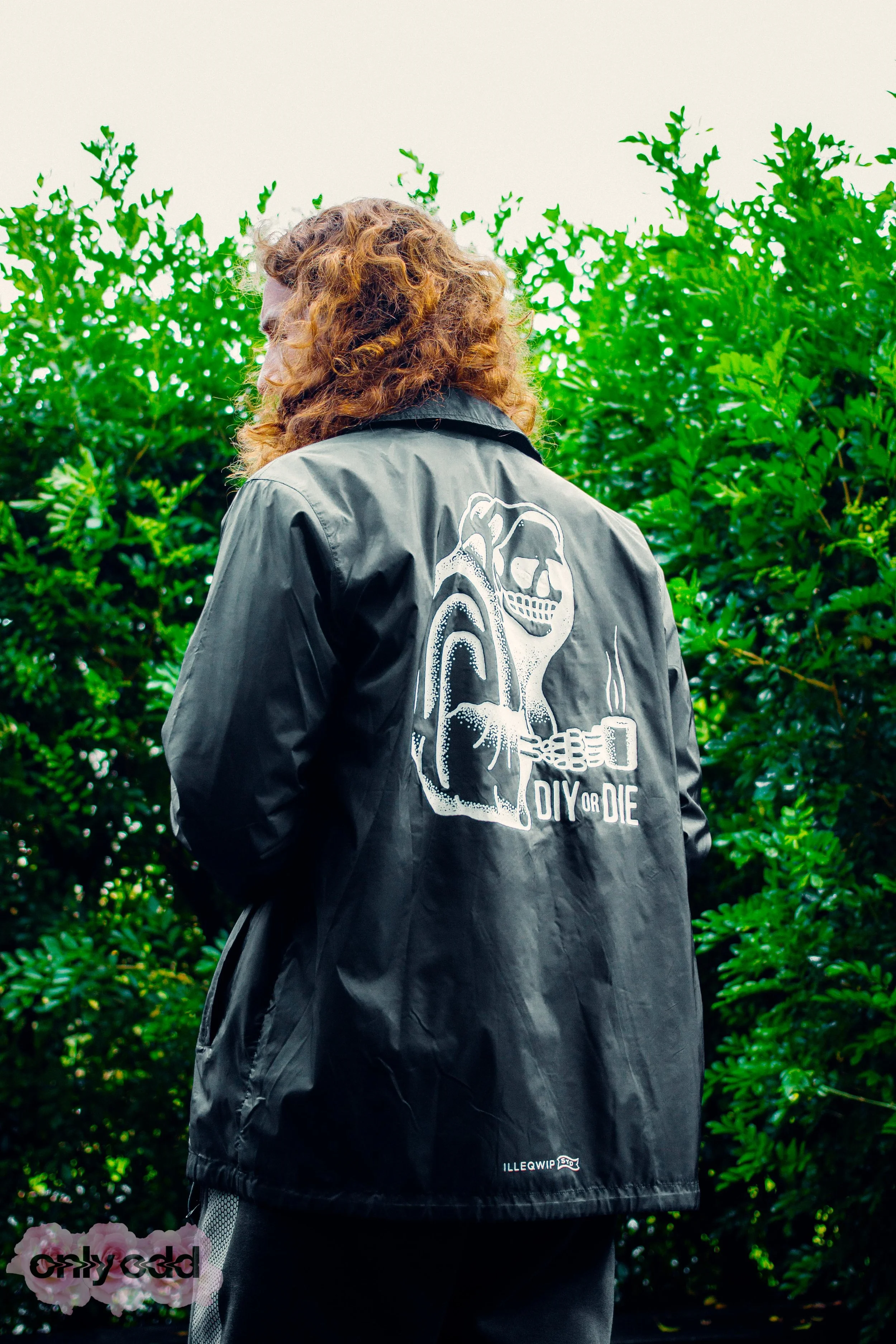 Nerve sporting the DIY or DIE Coach Jacket.