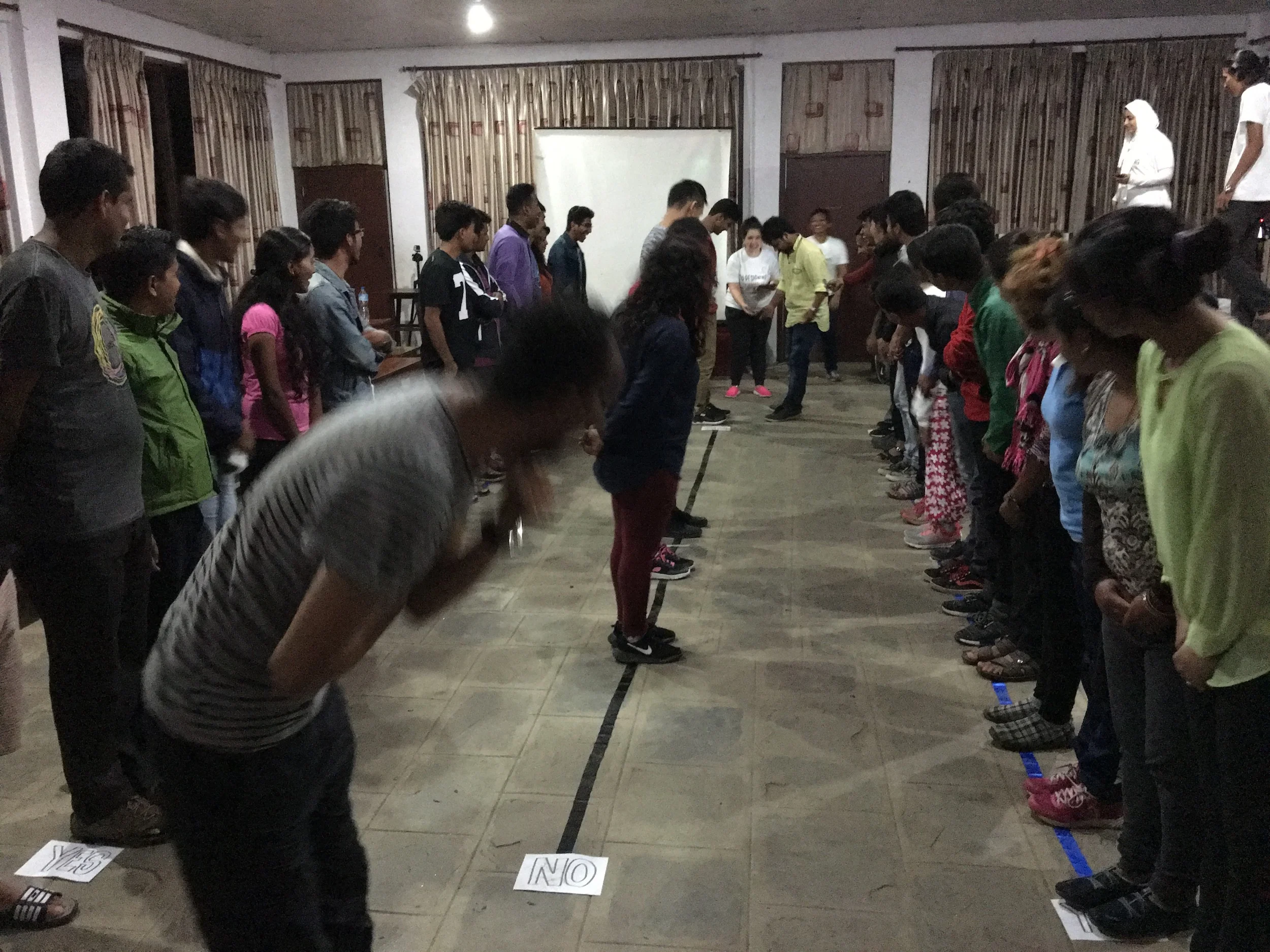 INNOCO facilitated the 'Line Game' that engaged the youth through 15 questions that begun the understanding of "WE"