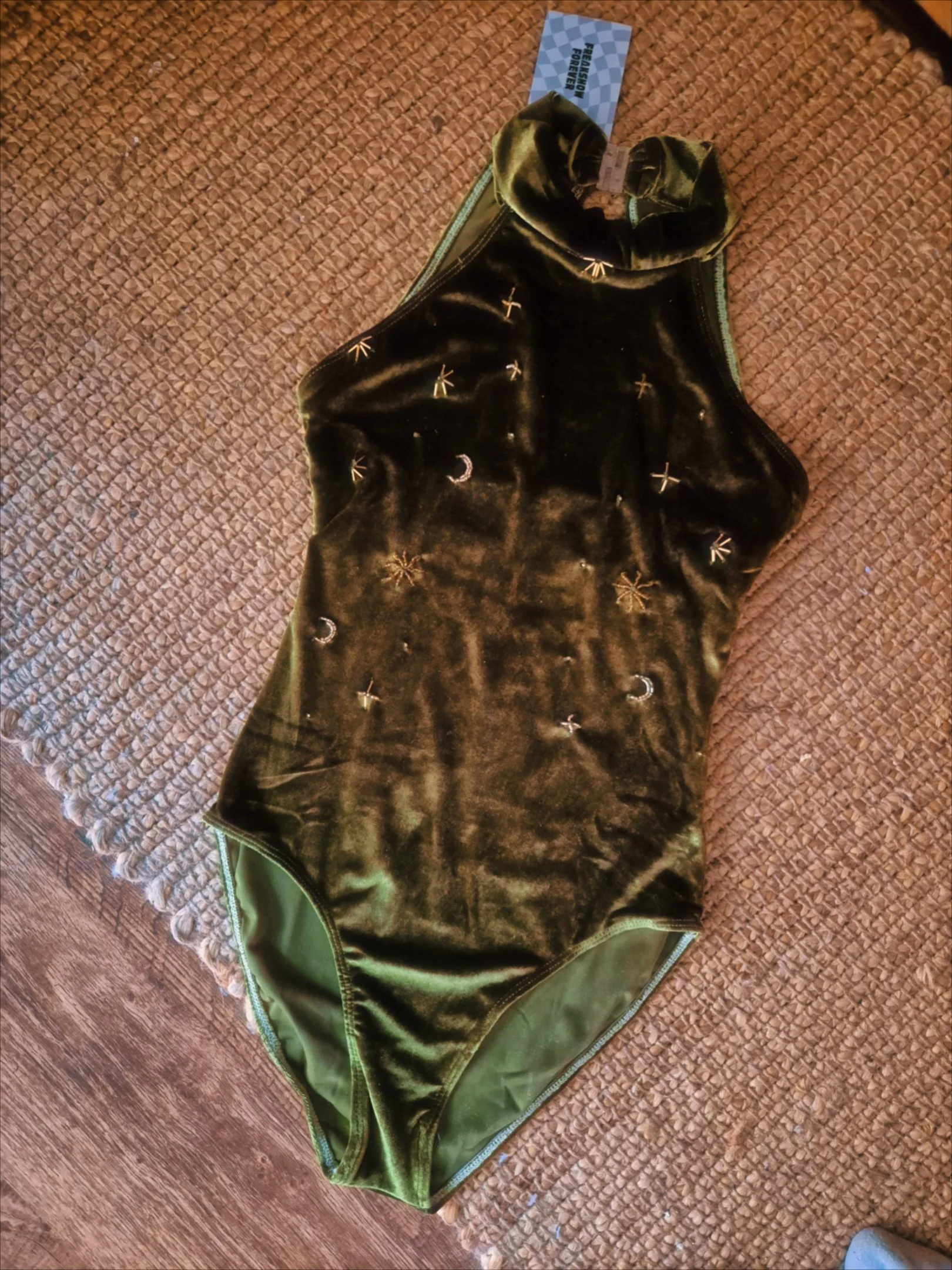 Midnight skies leotard - Moss Green