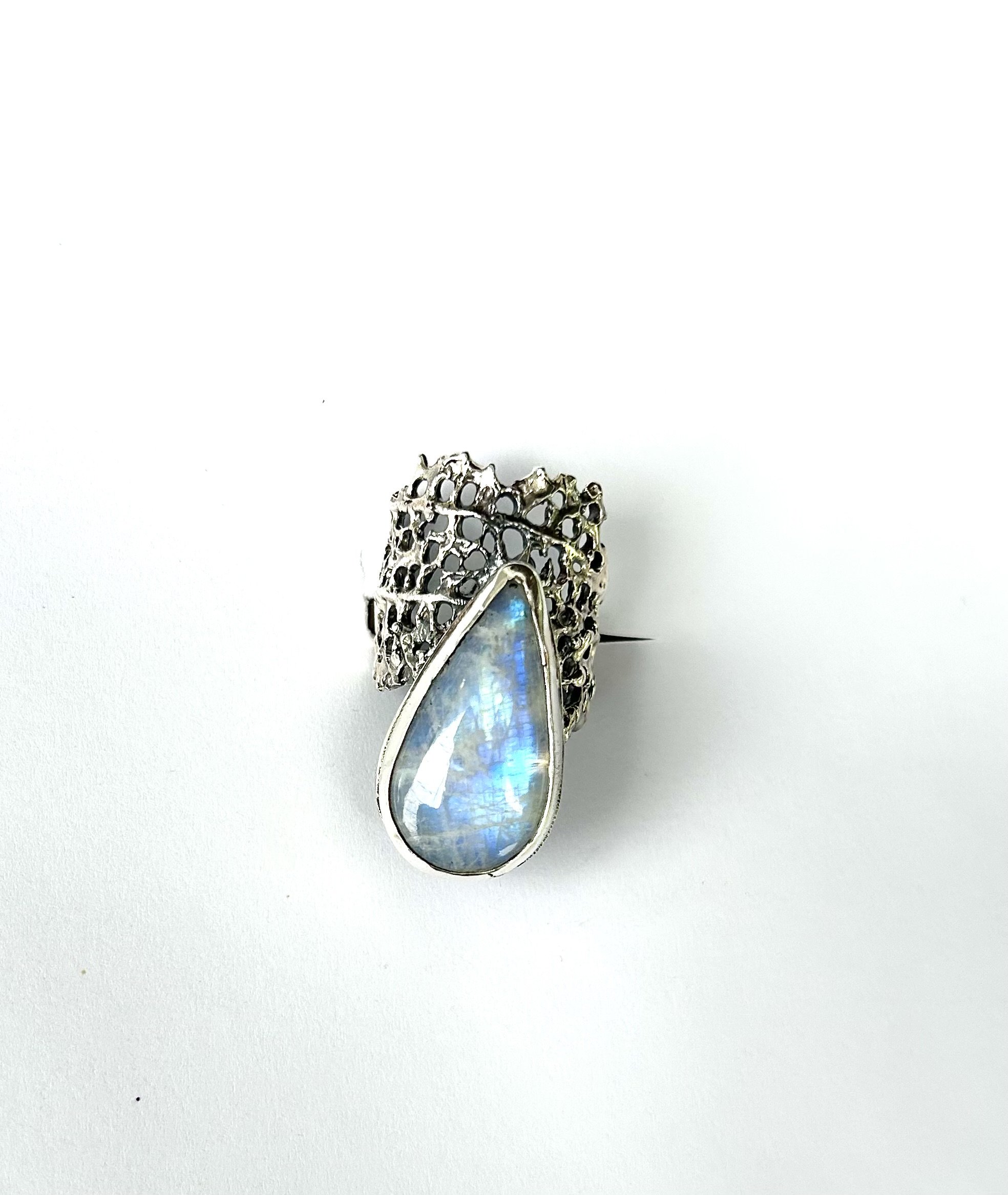 Orchil moonstone coral ring