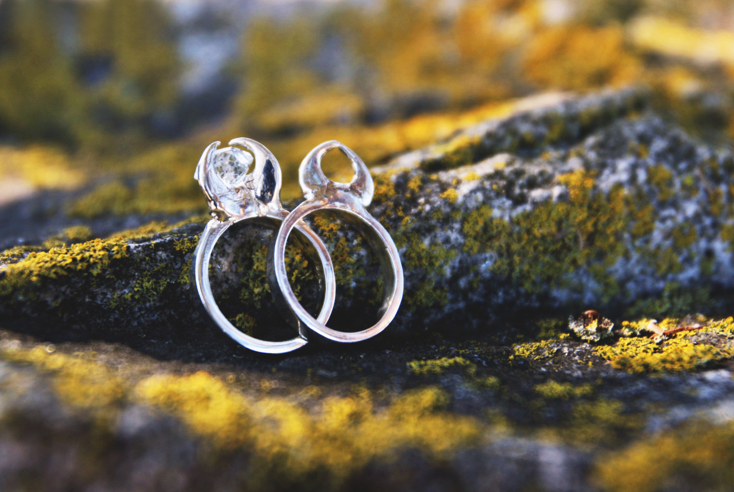 Brigid Engagement Ring Set with Herkimer Diamond