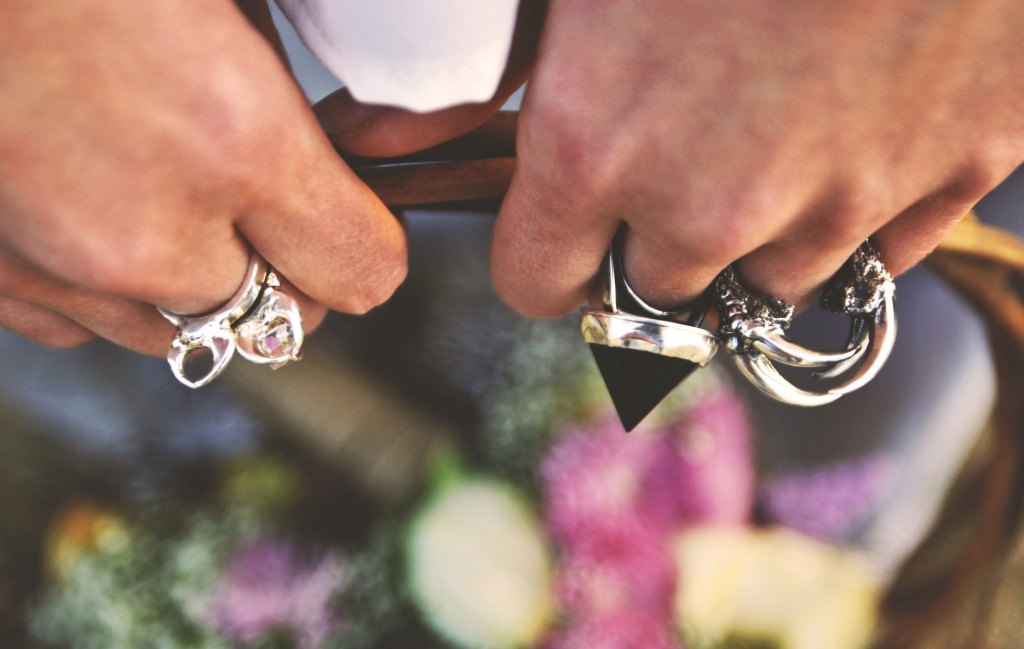 Brigid Engagement Ring Set with Herkimer Diamond