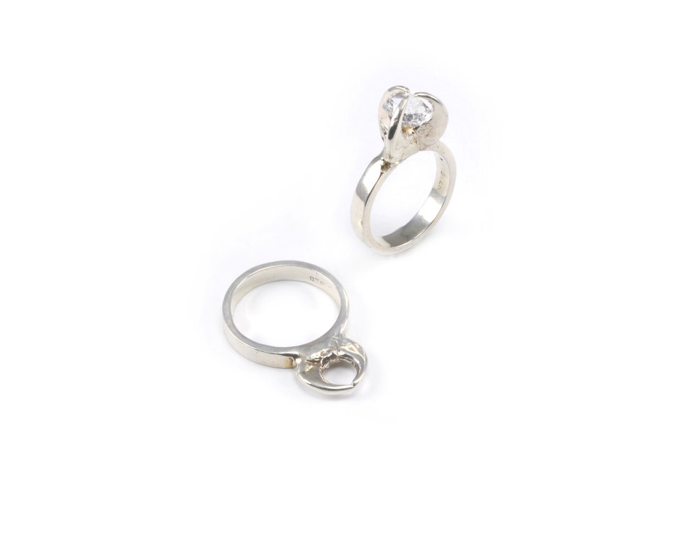 Brigid Engagement Ring Set with Herkimer Diamond