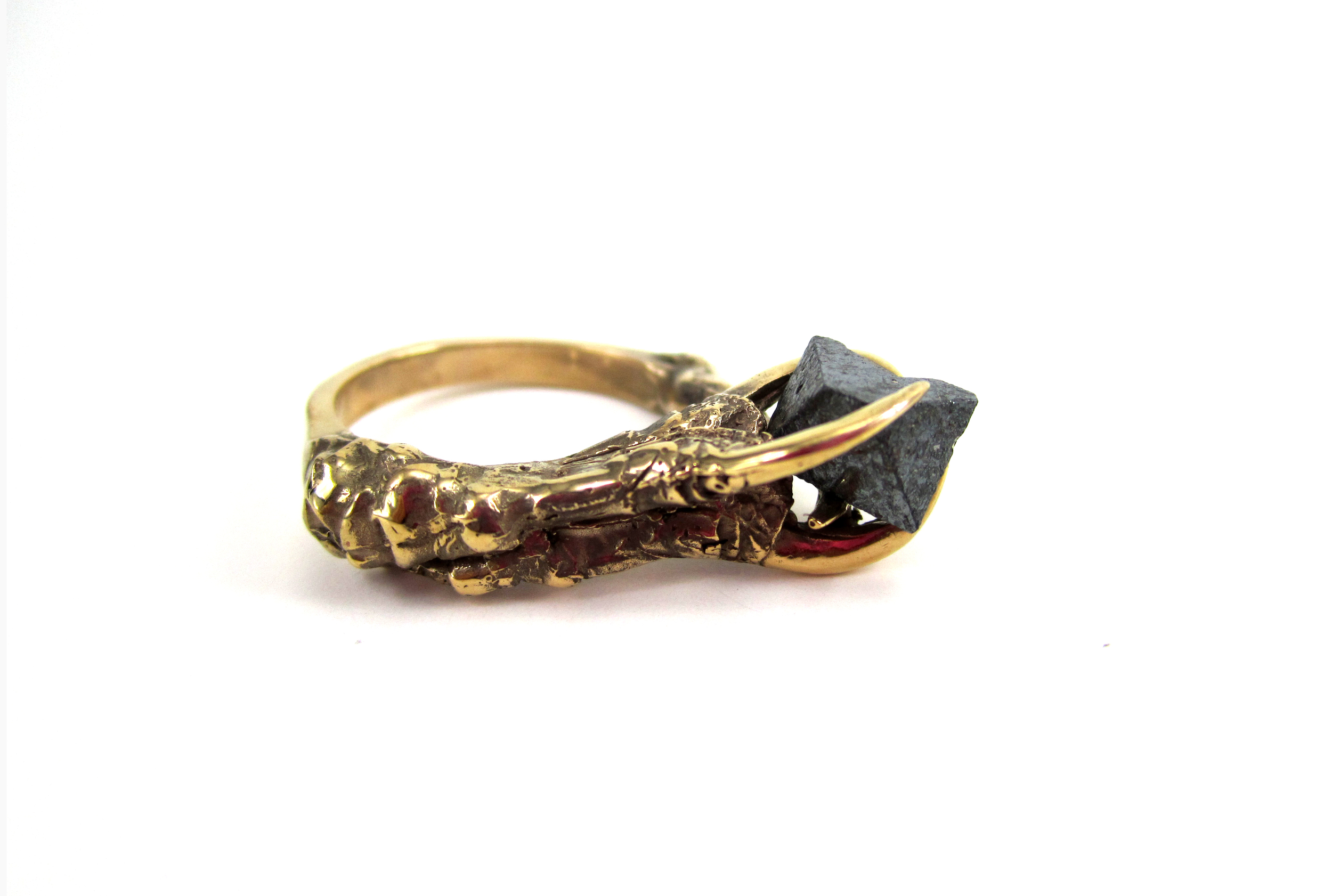 The Hunted I - Crow Claw Ring with Faceted Magnetite Stone