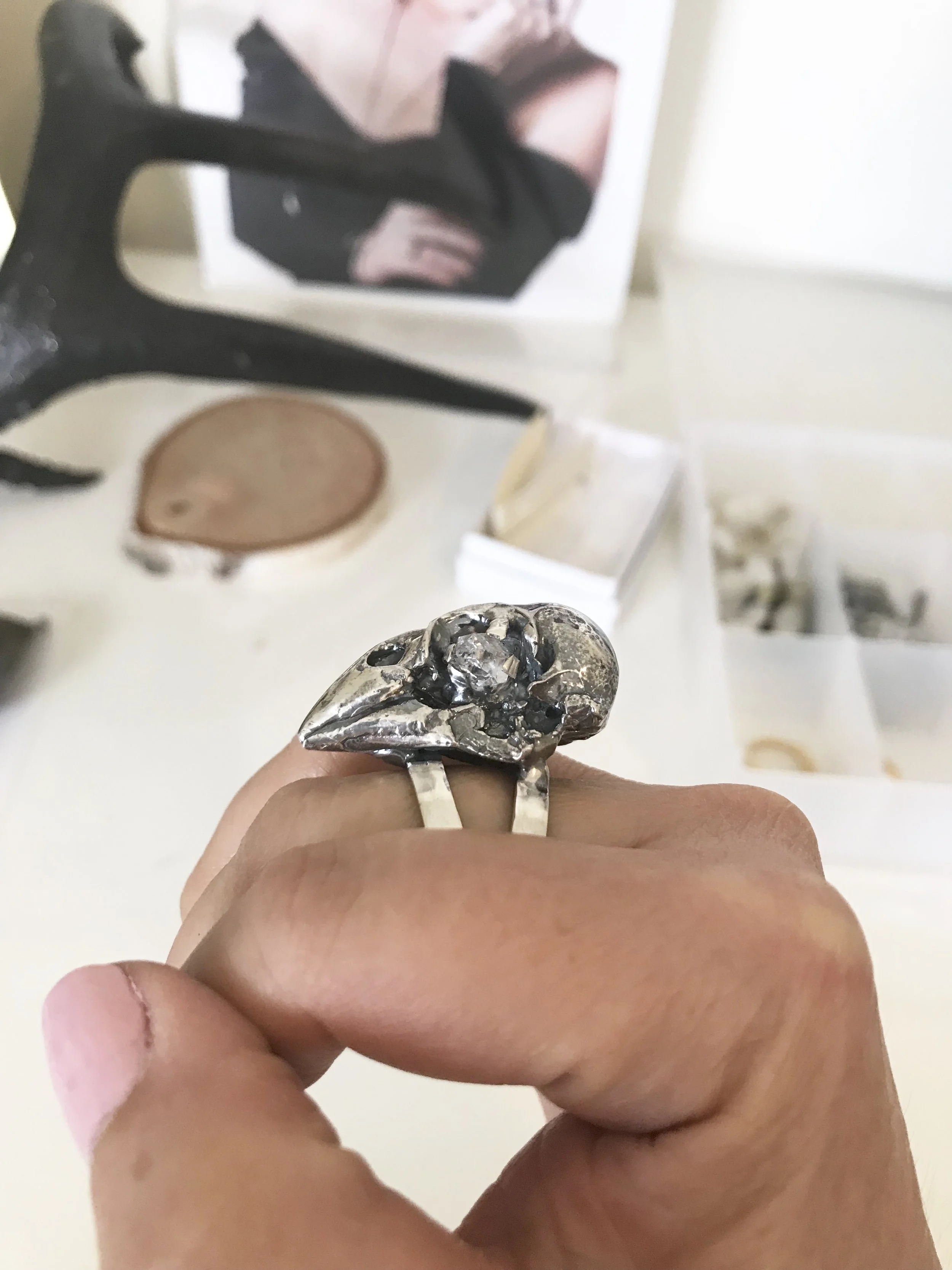 Rhiannon Cardinal Skull Ring