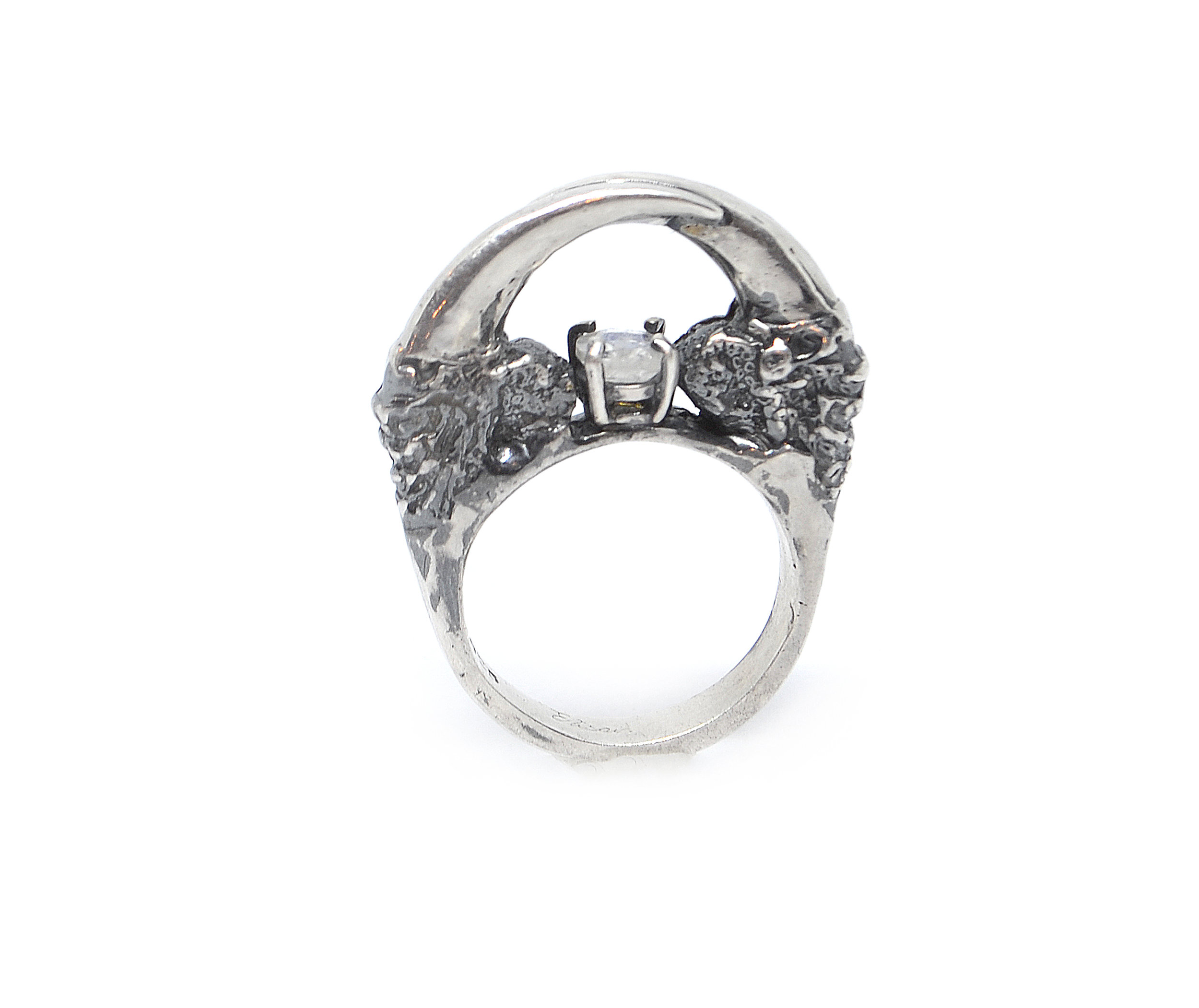 The Hunted I - Owl Talon Arch Ring with Faceted Moonstone