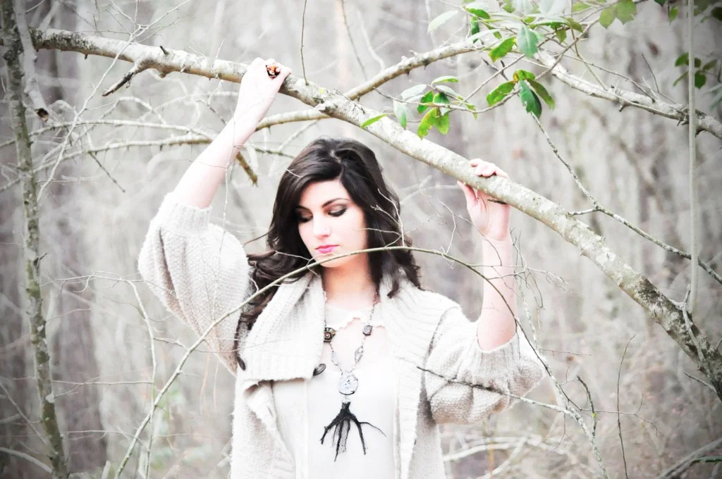 Love this dreamy shot of Ashleigh in the woods by Sim Asher.