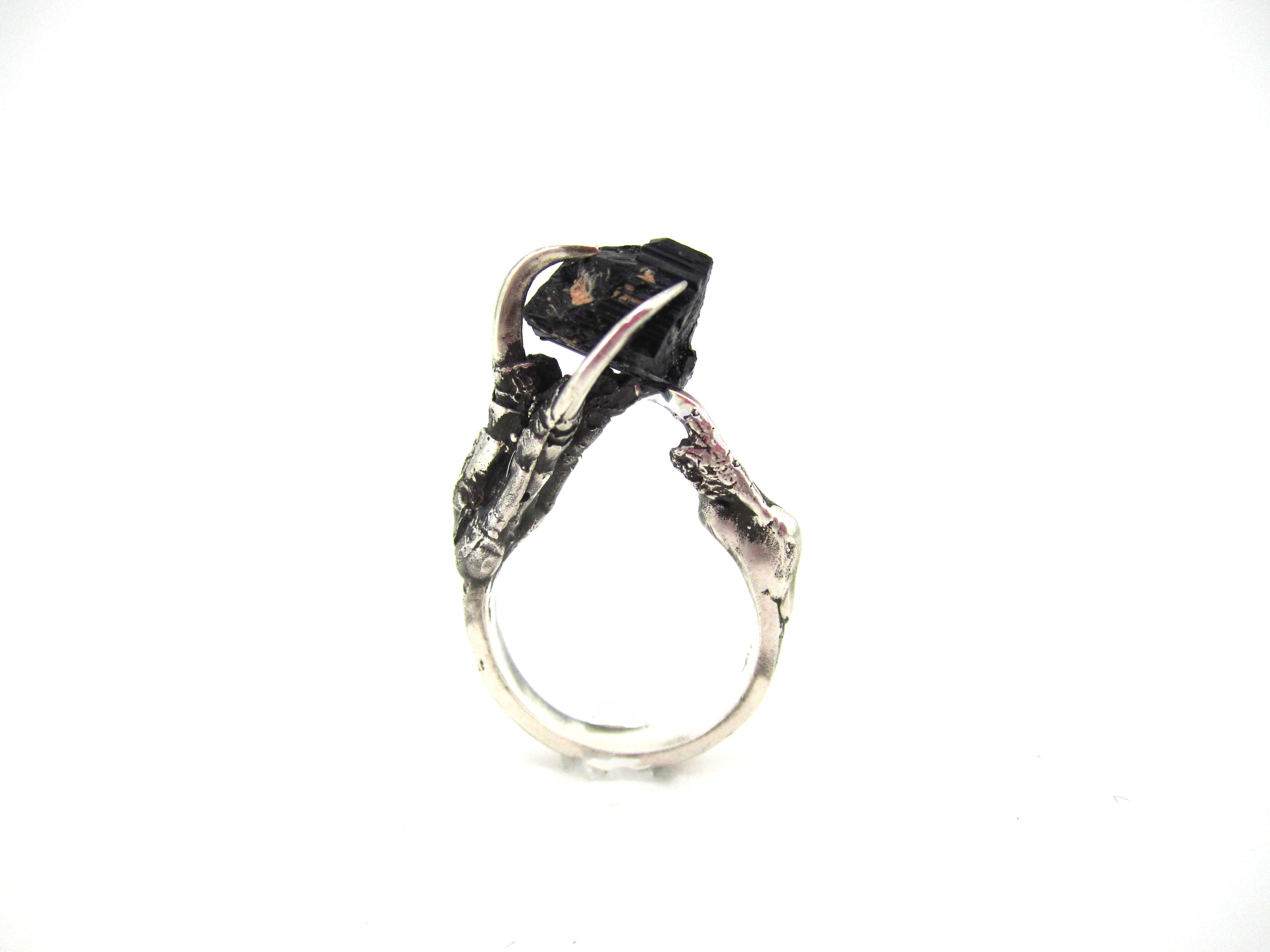 The Hunted I - Crow Claw Ring with Faceted Magnetite Stone