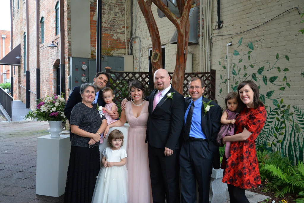 Our wedding in the Starlight Cafe courtyard.
