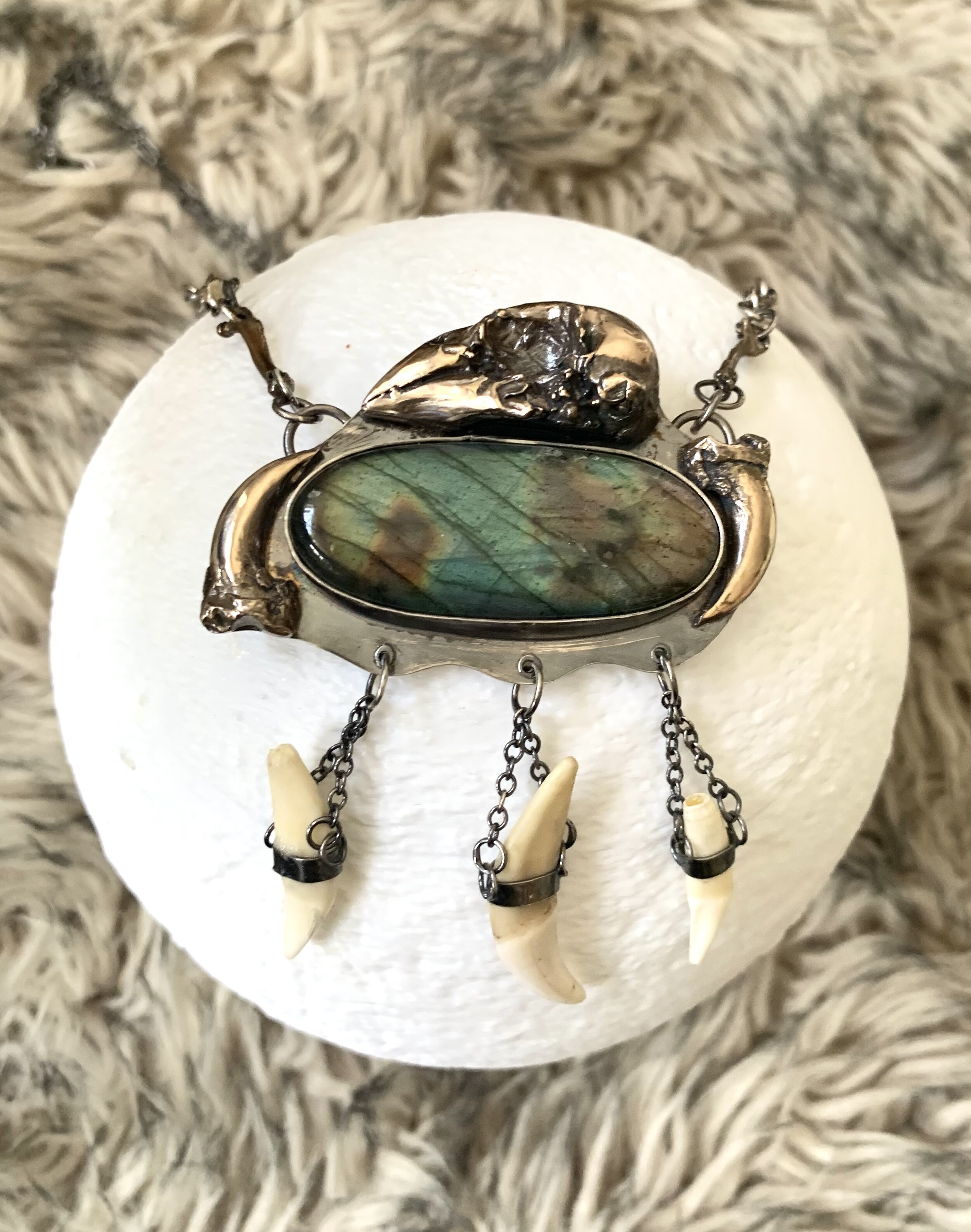 Rhiannon Songbird Cardinal Skull Necklace