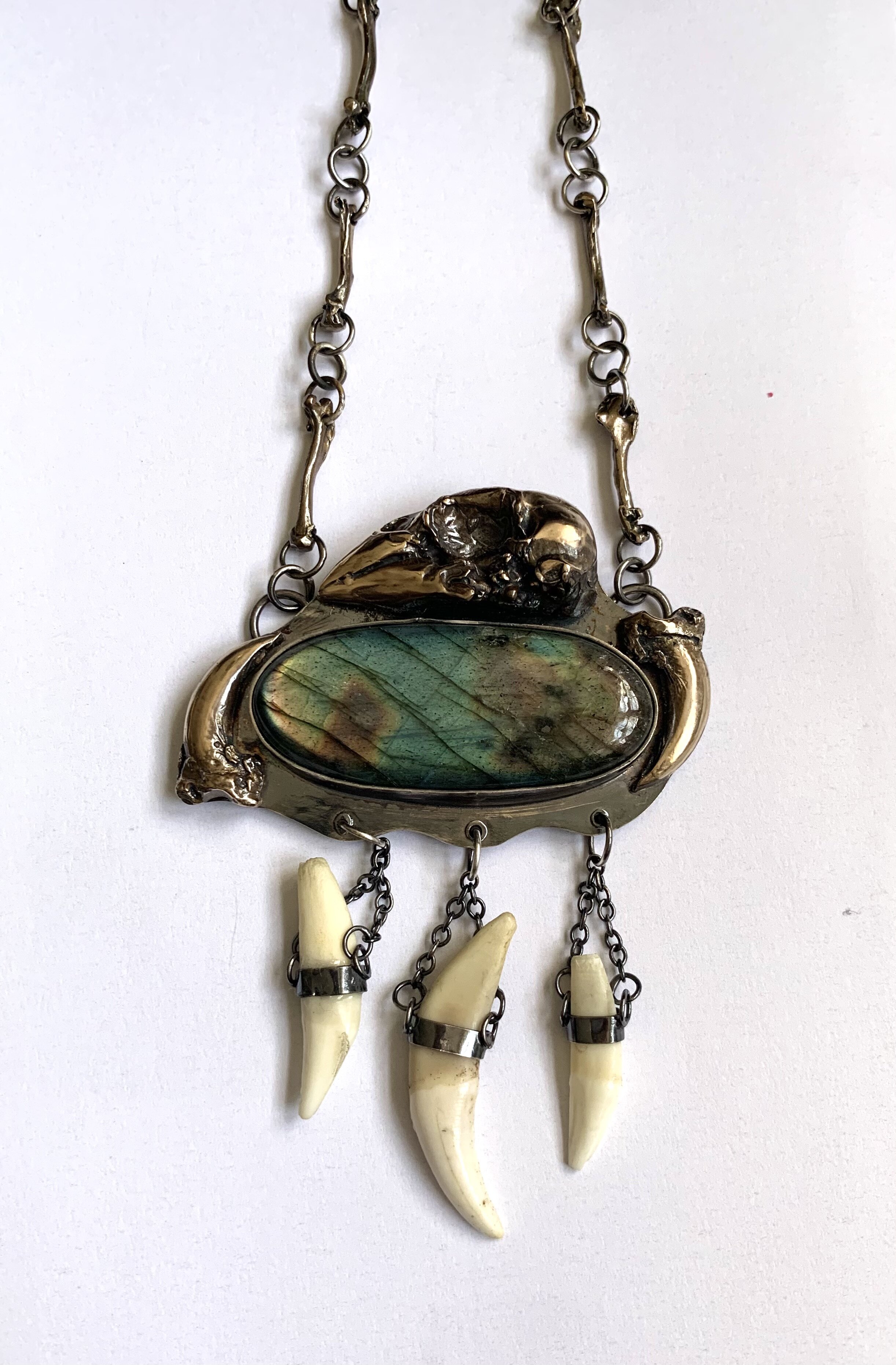Rhiannon Songbird Cardinal Skull Necklace
