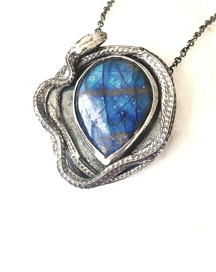 Medea Large Labradorite Snake Pendant