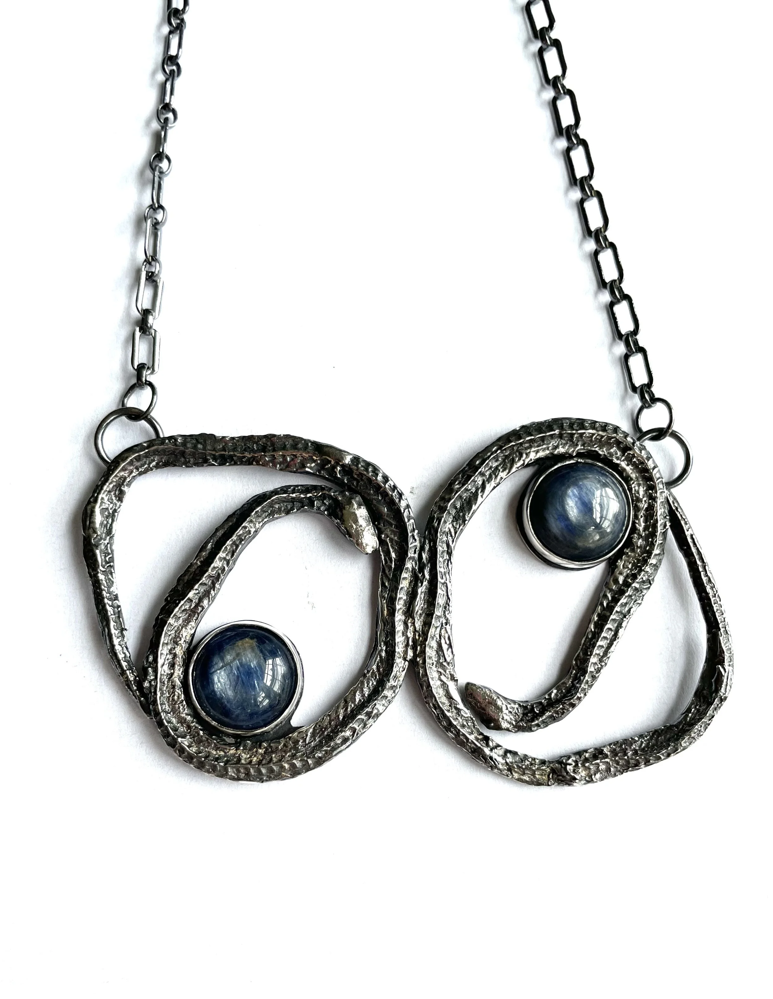 Medea Double Snake Necklace with kyanite stones