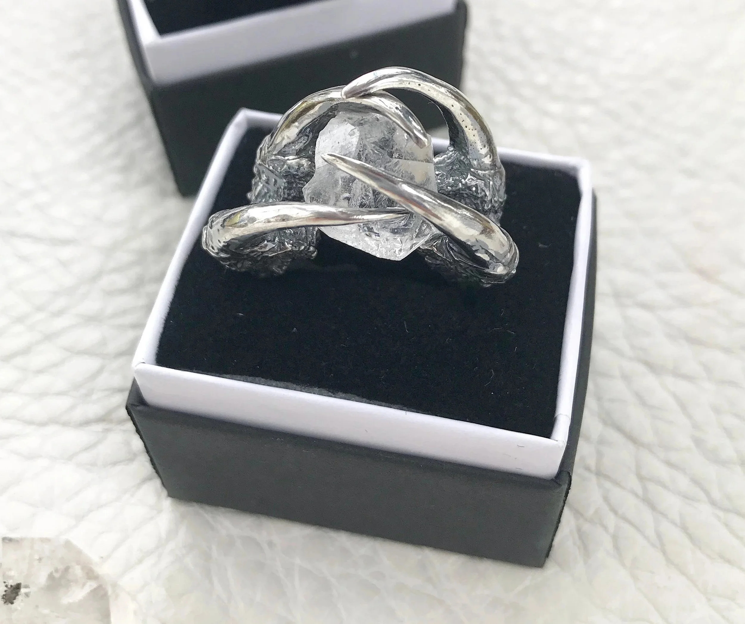 The Hunted I - Owl Talon Ring with Gemstone