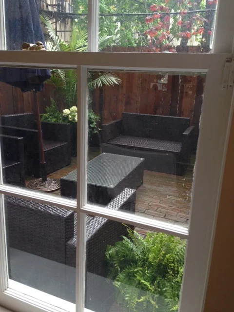 In the back of Jane’s house is a small outdoor patio.