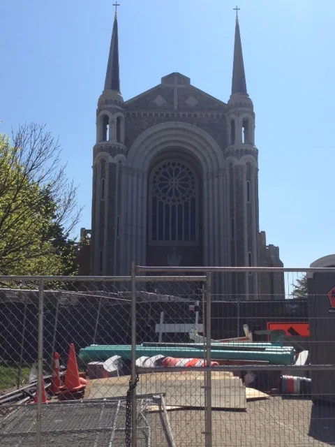 Notre Dame held hostage to the construction happening around it. 