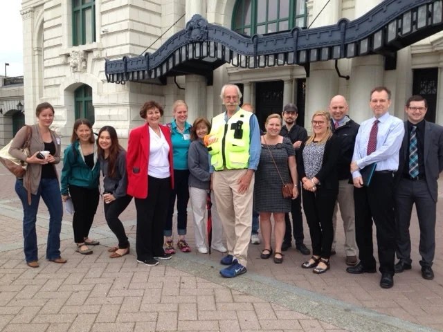 For this walking audit, our group asked ourselves, "how can we make Worcester more friendly to walkers and bikers?" Let's design a Worcester for people, not cars. Dan brought his measuring tape with him and we set out from Union Station towards city hall.