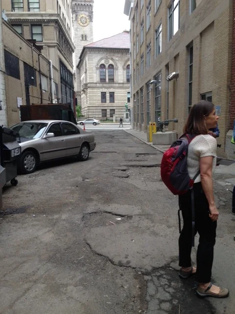 This alley behind the Hanover theater is just begging to be made into something incredible! This could be a fantastic pedestrian walk through. Imagine clearing the space of dumpsters, paving the area with interesting cobblestones and making the space a point of interest. We could have seating there, maybe a restaurant.