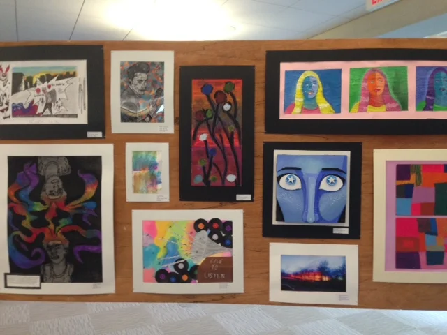 Every spring, the library hosts an art show of art works made by Worcester public school students all over the city. The whole library is dedicated to the exhibition of the art of our young people. How incredible is this!