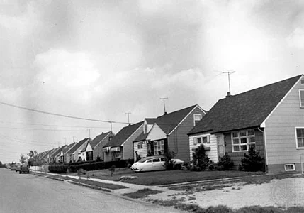 Levittown, the classic prototype of growing suburbs post World War II, provided little houses of ticky tack fo r the mass exodus of predominantly white people leaving the cities.