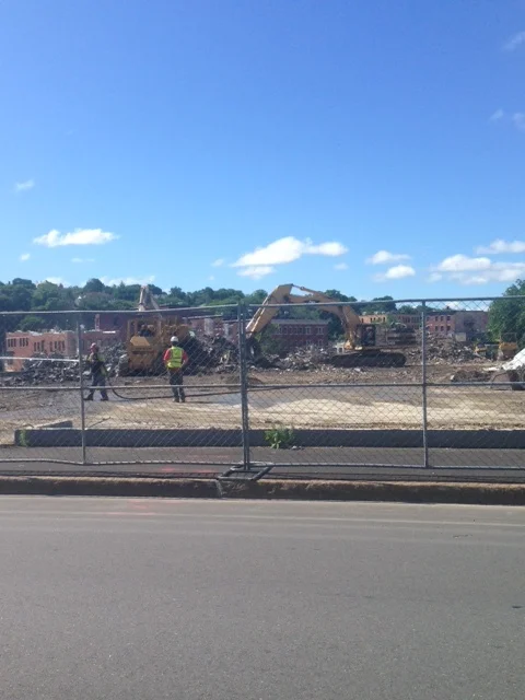 Following the bulldozers, we find the same Robert Moses development model happening in the canal district. Currently, this whole block is being razed for the building of the upcoming hockey rink. 