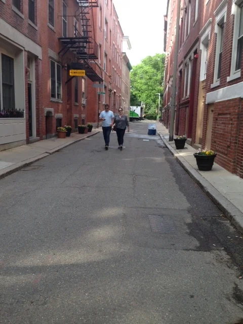 Note the very narrow streets. This neighborhood was built way before cars were even invented. Here, the pedestrians rule!
