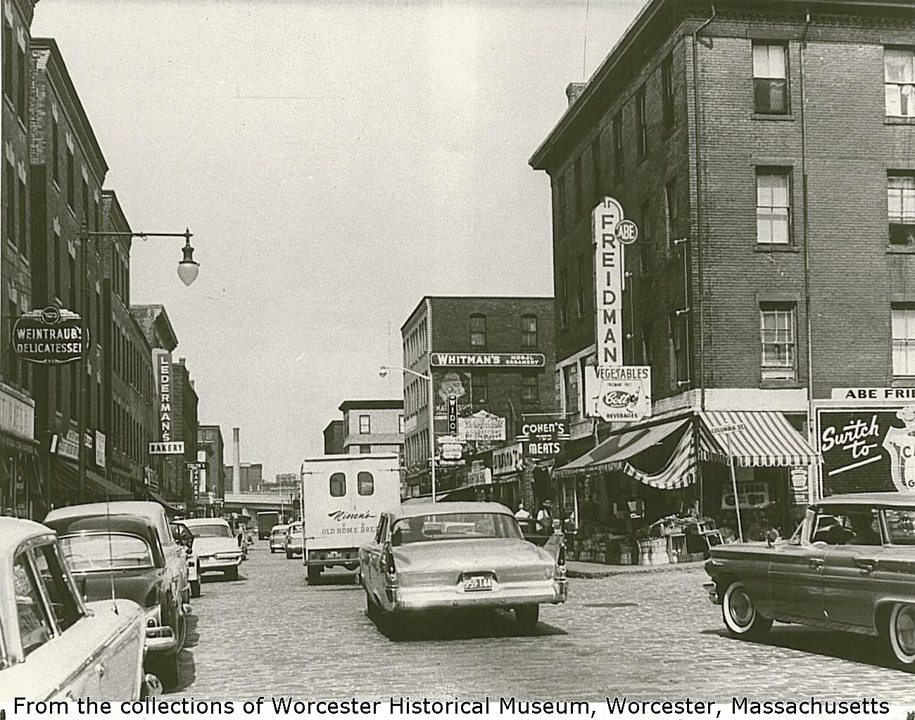 At the end of Shabbat after sunset on Saturdays, I was told that Water Street was so packed with people that one could barely move. Photo courtesy of Worcester Historical Museum