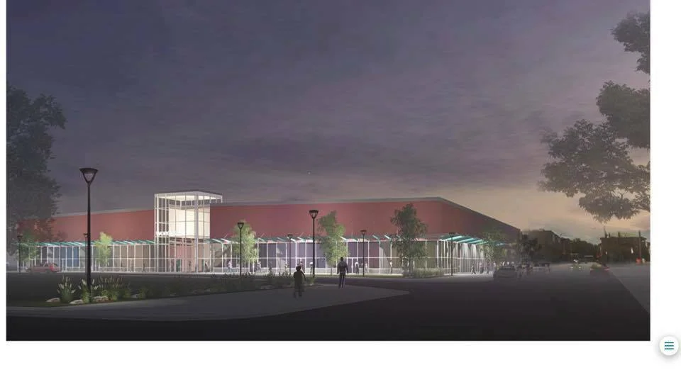 An artistic rendition of the anticipated hockey rink project in the Canal District. It's great to have transparent windows linking the interior to the neighborhood in the front of this building. The concern is that at least two of the exterior walls will have no windows resulting in a deadened street life on those sides. Winter Street will be one of the recipients of an almost block long dead wall, rendering this main street unappealing to pedestrian traffic.