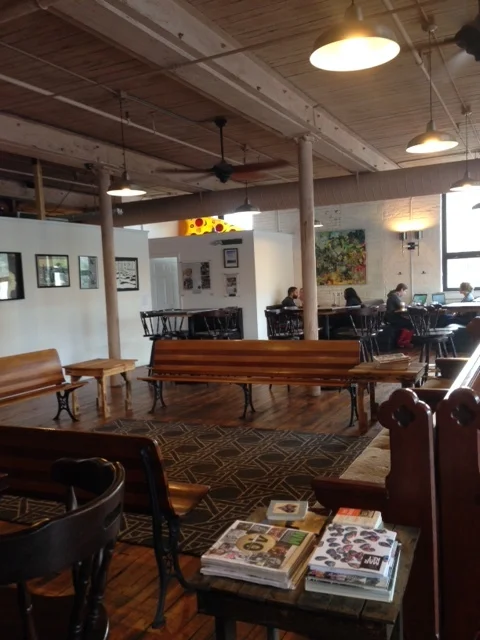 The space is large, the tone is relaxed, the couches are comfortable... a perfect community space. Local musicians offer free concerts in this main room at Birch Tree.