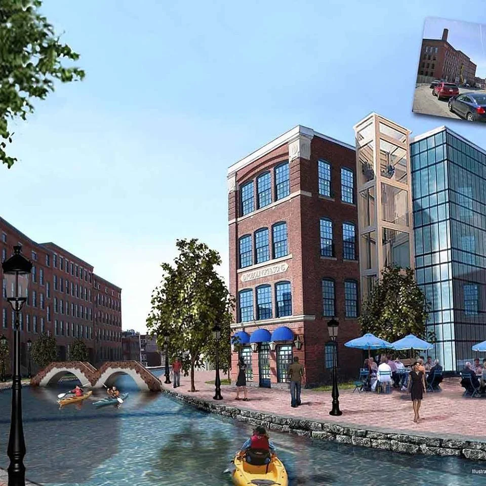 Artist's rendition of the Canal District once the Canal is reopened. In 2003, the city worked with neighborhood businesses and activists to map out the stakeholders' vision of the district that included the linkage of the area to the historic Blackstone River and a feasibility study to replicate the canal along Harding Street. Public funding targeted towards this kind of infrastructure investment would serve as a catalyst to private development in the neighborhood. Providence, Rhode Island and San Antonio, Texas are just two cities that have experienced revival around waterways. Why not Worcester?