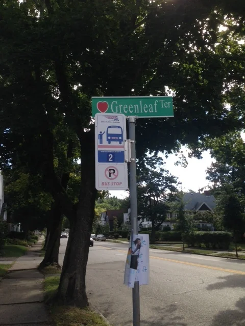 Greenleaf Terrace links Pleasant Street to Midland Street. Buses stop here. Your feet can carry you to the coffee shop, the restaurants, yogurt place and convenient store on the corner of Richmond. You can walk to Newton Square on a Tuesday evening to hear a summer concert. You could even walk or bike to Price Chopper or Elm Park a bit further down the road. 