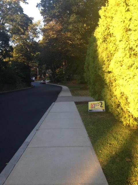 The sidewalk we fought for and won. Isn't it incredible? The action of organizing to get this sidewalk is really a triple-hitter for place attachment. 1) The collective efforts of advocating for the sidewalk brought our neighbors together (Say hi to neighbors). 2) We got political in a project that bettered our street and neighborhood. (Get political) 3) Once this sidewalk was built, many neighbors felt free to walk more than ever (Walk more!)