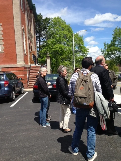  Standing in front of the former Shaarai Torah East synagogue on Providence Street. The Jewish East Side tour was just one of the Jane Walks that Kaner joined during Jane Week.
