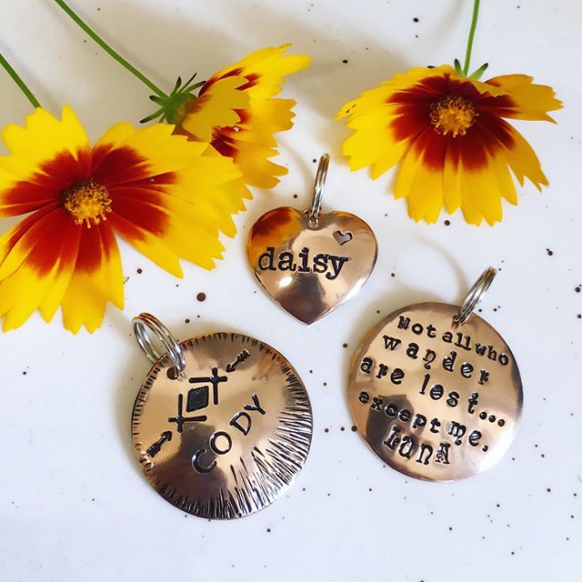 I love making these cute Dog Tags. I wish I could have pictures of every dog thatβs ever worn one! Iβd make an entire walk of pictures! Iβve made ALMOST 2k of them! Hey thatβs not a bad idea! π‘ If your dog has one of my tags, send me a picture!!! πΆπππΌ