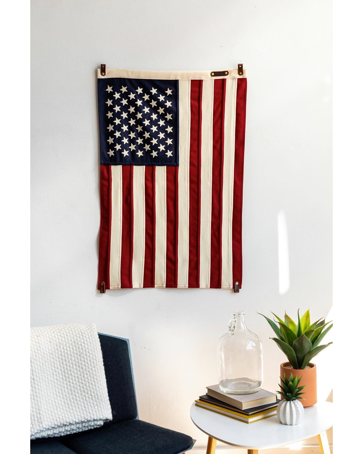 We now offer our handcrafted wool flags in a smaller 2&rsquo;x3&rsquo; size! Great for smaller spaces and easier for framing! 🔨Pro Tip: when hanging a flag vertically the star section must always be in the upper left corner. ✌️🇺🇸#flagsforall