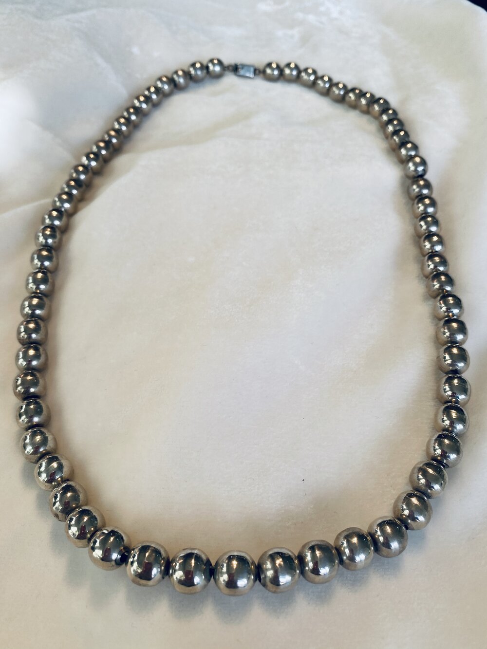 Antique Mexican Sterling Silver Long Ball Necklace — Honor & blume