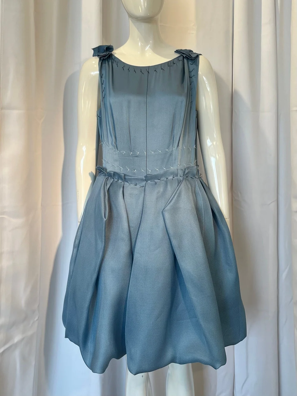 Fantastic Lanvin Silk Dress with Hand-Stitched Details and Pleated Bubble  Skirt  Honor & blume