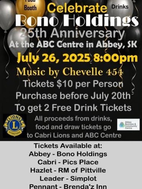 Join us in Abbey to celebrate the 25th Anniversary of a cornerstone business in the southwest!! Congrats Bono Holdings 🥳