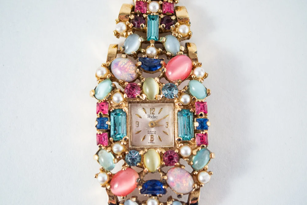 Vintage Pedre Swiss Watch with Multi-Colored Set Stones  display picture 1