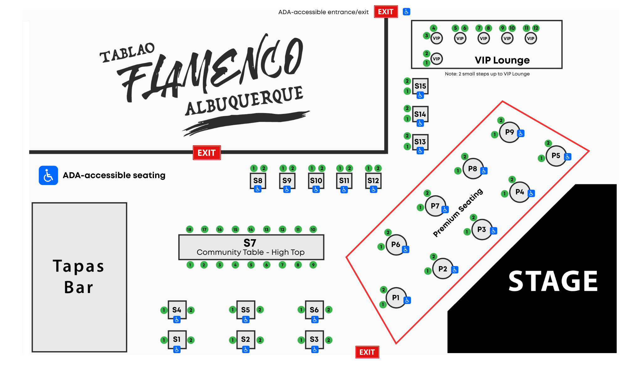 Tablao seating map
