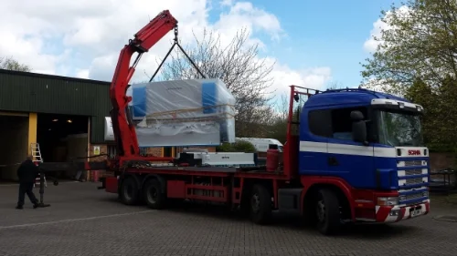 Offloading of new press brake & guillotine with hiab