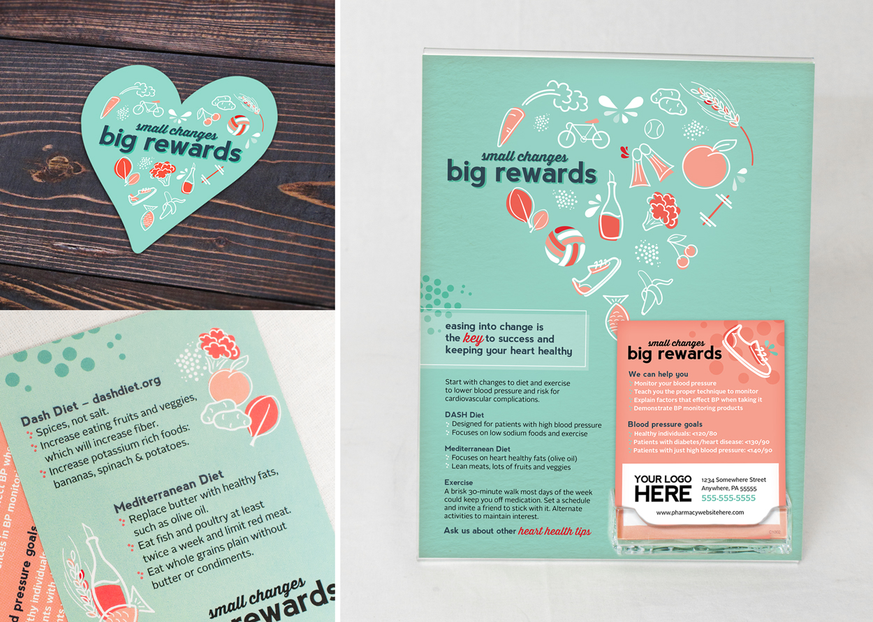Heart Healthy Counter Cards and Sticker