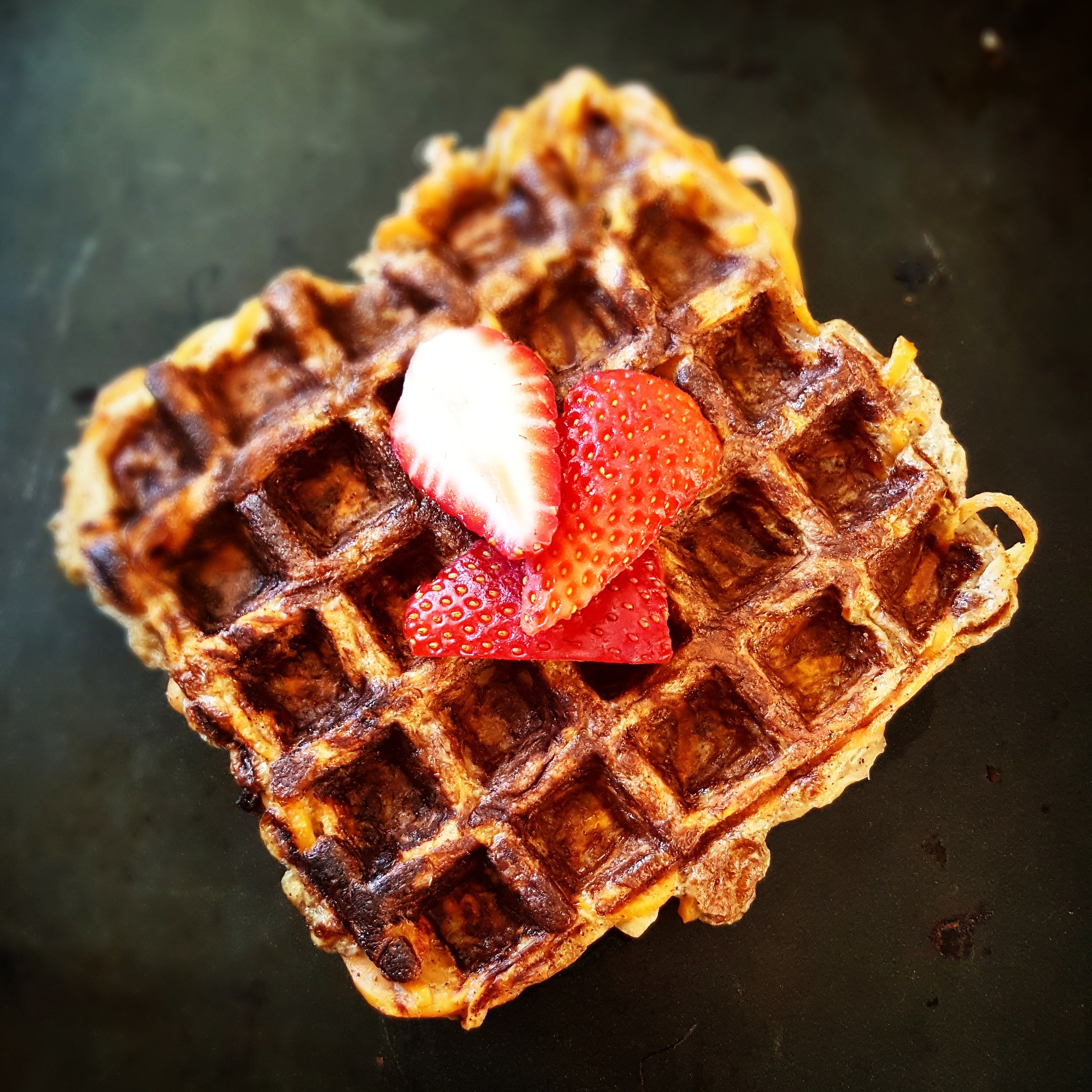 Spiralized Cinnamon Apple Sweet Potato Waffle