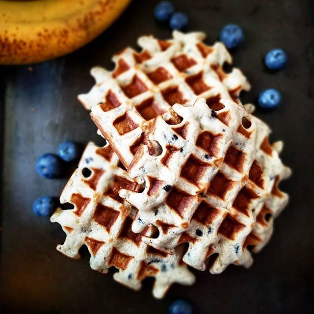 Banana blueberry waffles...simply delightful.  Recipe coming soon on the blog. 
#wafflesarelife #waffles #waffle #wafflesfordays #wafflesforbreakfast