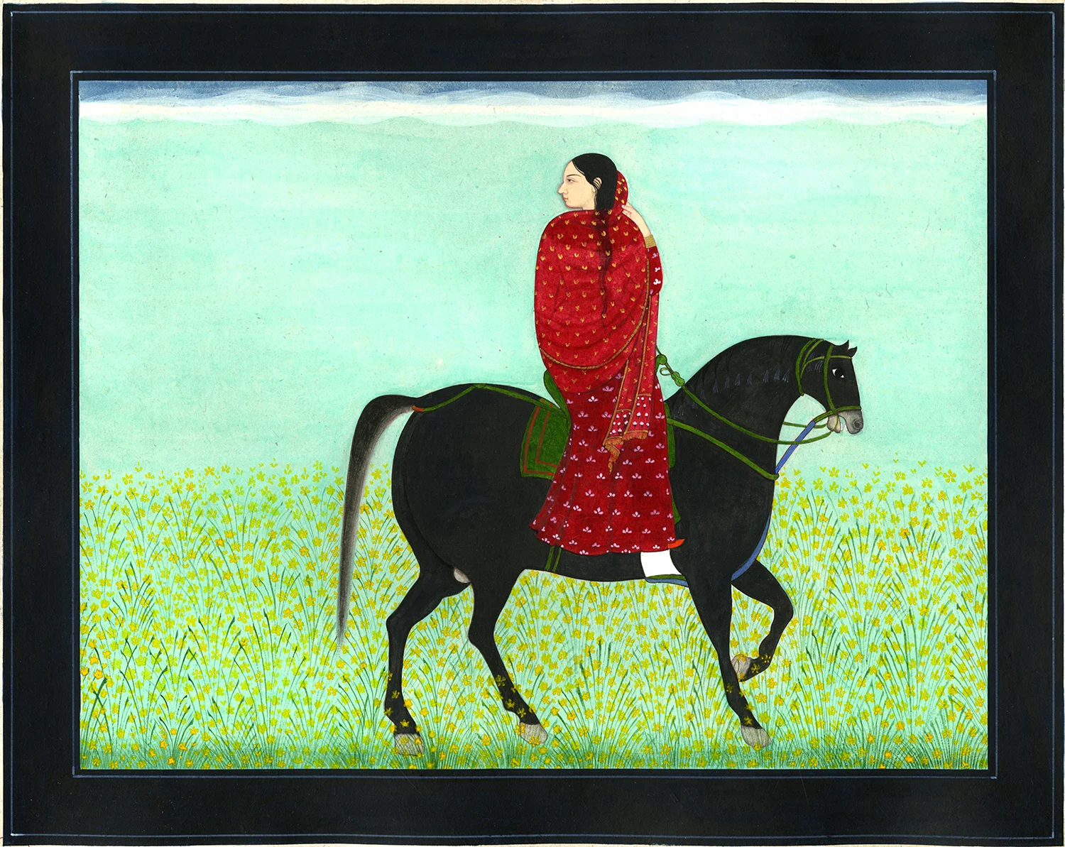 Murad Khan Mumtaz, Departure, Gouache on Vasli, 2016, 11" x 9"
