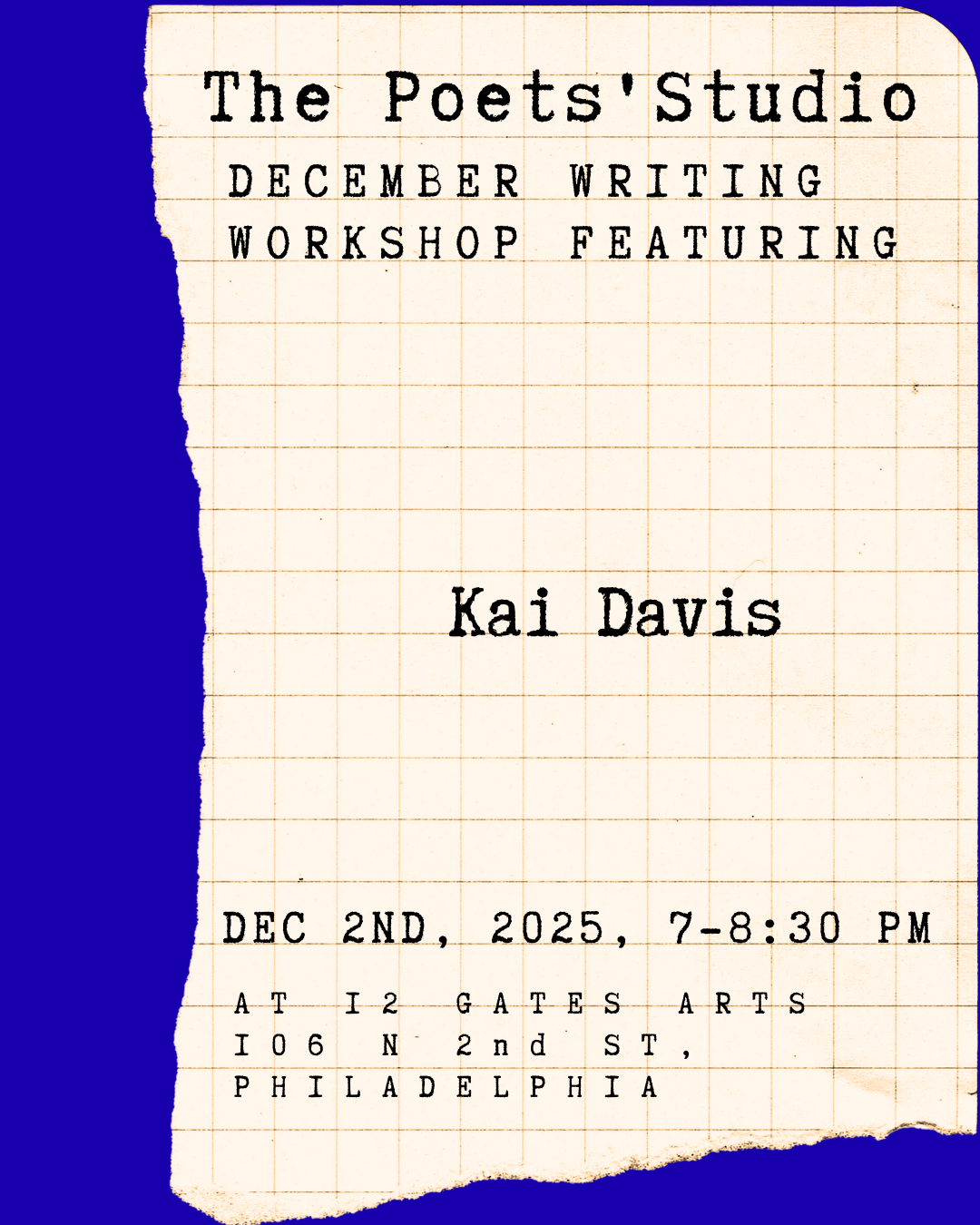 THE POETS' STUDIO: December Writing Workshop 