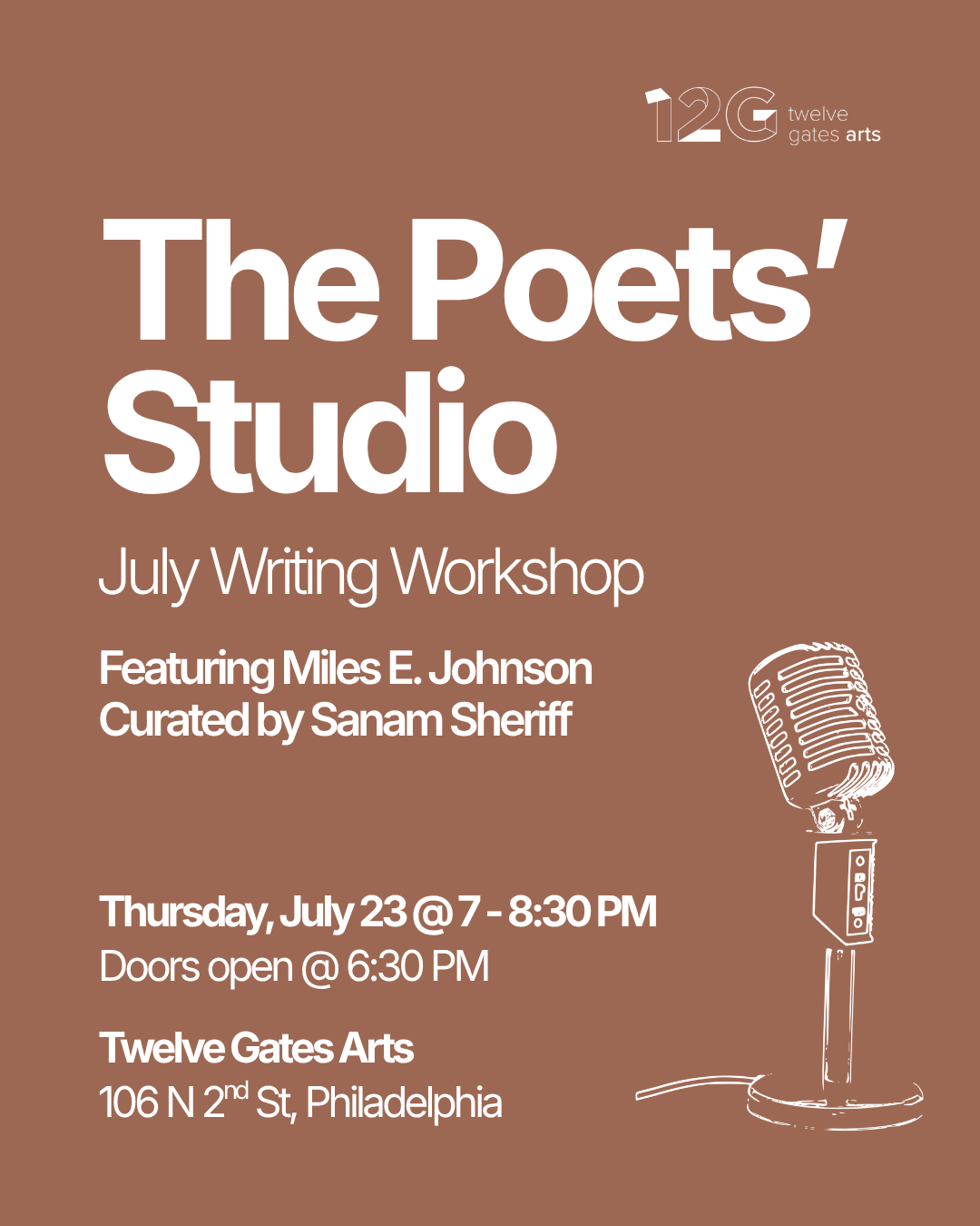 THE POETS' STUDIO: July Writing Workshop 